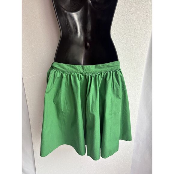 J Crew Green Skater Skirt Size XS Flowy Pockets Short Gathered Girly Summer - Picture 5 of 8